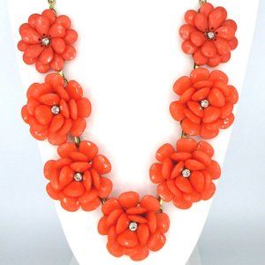 Bold Cheer! Peach-Orange Flower Statement Necklace